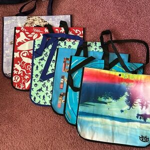 Six limited edition LULULEMON reusable bags